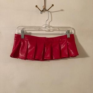 Red pleather mini skirt